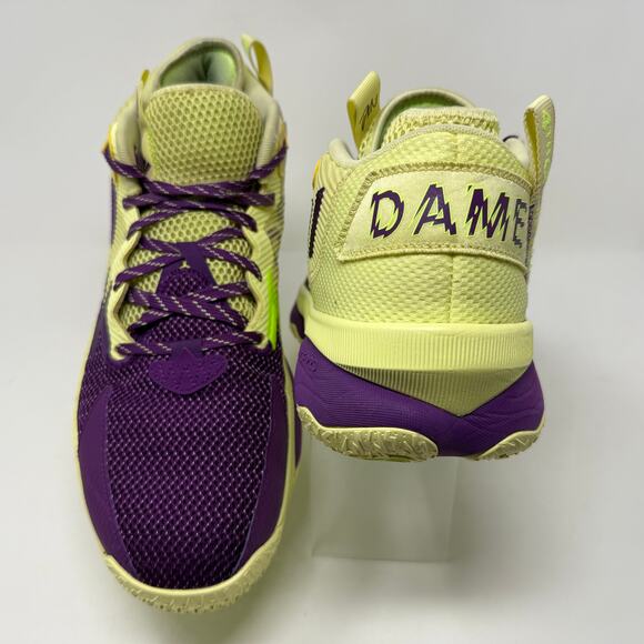 Adidas Dame 8 Lillard Basketball Shoes Mens Sz 13 Purple Yellow S-1524 Sporty - Picture 6 of 16